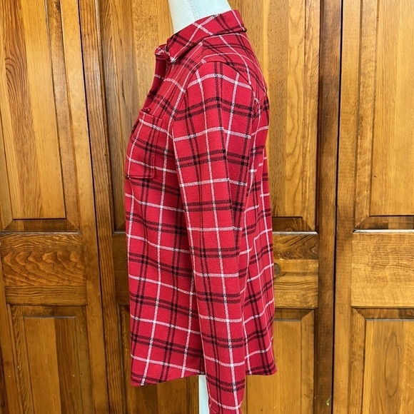 Lands End Plaid Cotton Blend 1/4 Button Down Long-sleeved Top Small (6-8) - Picture 2 of 12